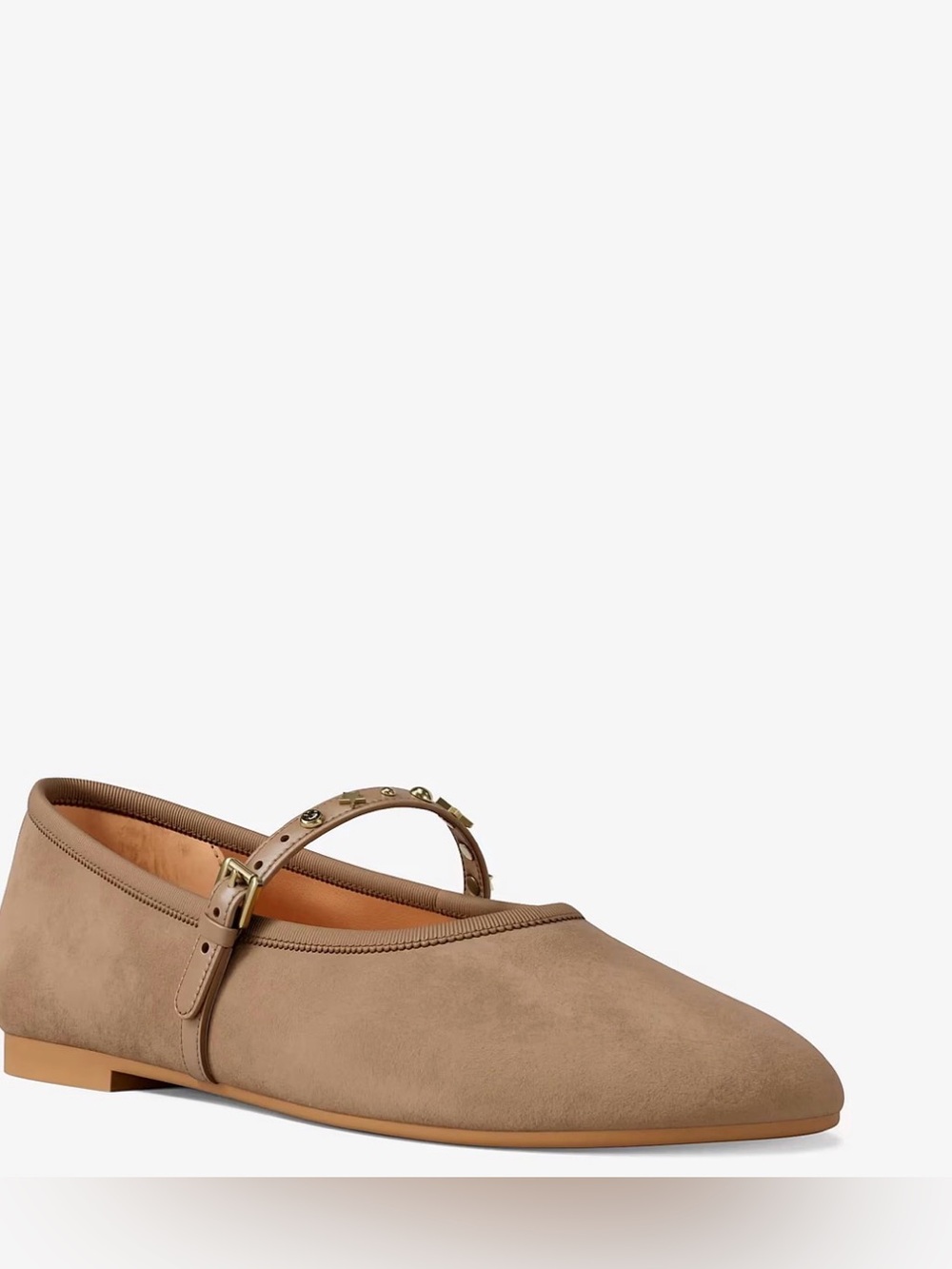 Michael Kors Taupe Suede Studded Mary Jane Flat